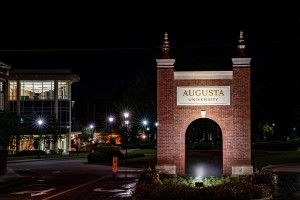 Augusta University Sign at Night GA 0374